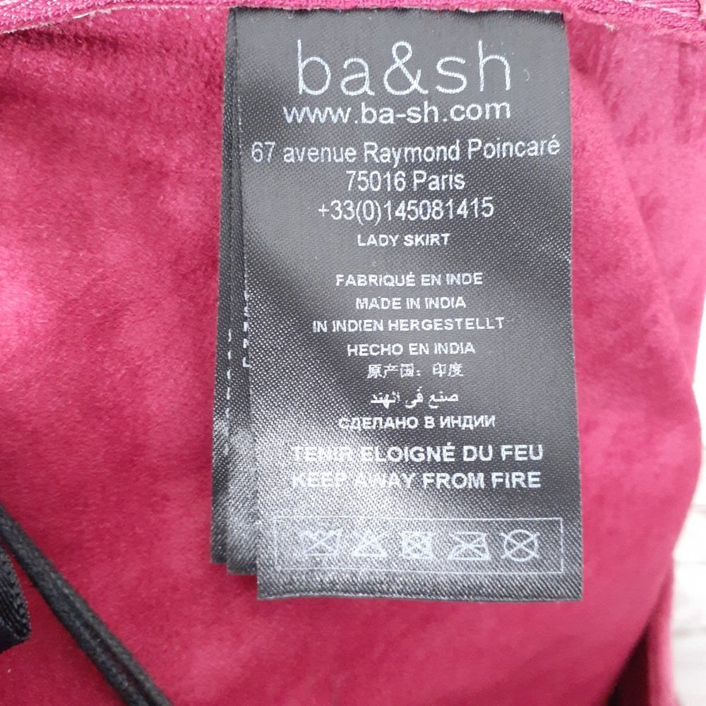 ba&sh Susette Suede Skirt Small Raspberry Leather Ruffle 16A - Picture 7 of 8